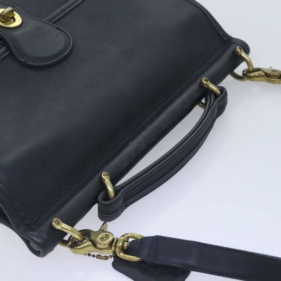 Coach Hand Bag Leather 2way Black Auth am6884 - Picture 6 of 16